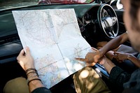 Using a map in a car for a direction