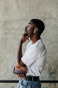 Man listening to music from his phone
