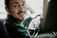 Driver talking to a passenger