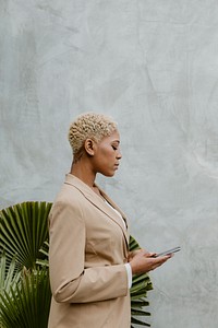 Black businesswoman using her phone