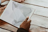 Black woman with a digital tablet mockup
