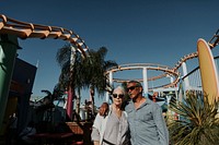 Cute senior couple at an amusement park