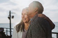 Cheerful senior couple dancing on Santa Monica Pier