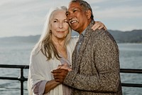 Cheerful senior couple dancing on Santa Monica Pier