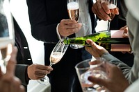 Business people making a toast at an office party