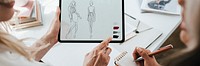 Businesswomen working on fashion clothing design