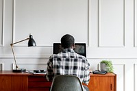 Black man using a computer