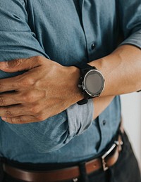 Closeup of a smartwatch on a man's wrist