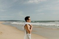 Sporty man on the beach