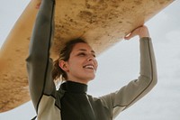 Happy surfer at the beach