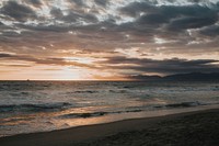 Scenic gloomy sunset on the beach