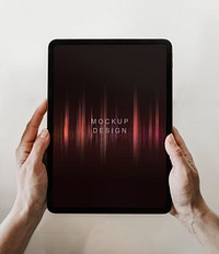 Man holding a digital tablet mockup mobile phone wallpaper