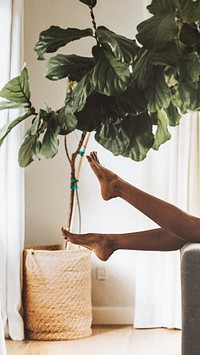 Relaxing on a sofa at home