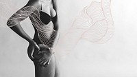 Black woman with a leg skin problem grayscale social template