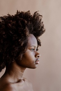 Beautiful black woman with afro hair