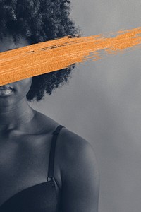 Beautiful black woman with afro hair  social template