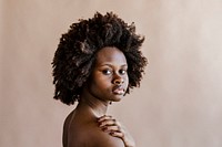 Beautiful naked black woman with afro hair