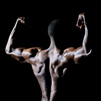 Rear view of muscular black man social template