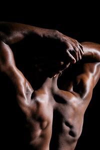Rear view of muscular black man