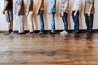 Diverse men standing in a line 