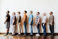 Diverse men standing in a line