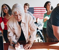 American queuing at a polling place