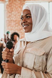 Muslim speaker in a workshop