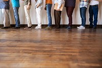 Diverse men standing in a line