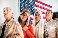 American queuing at a polling place