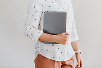 Businesswoman with a digital tablet in a case