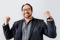 Happy businessman portrait in a studio