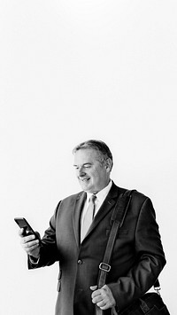 Closeup of a businessman using his phone