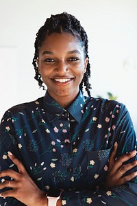 Portrait of a cheerful black lady