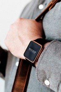 Businessman wearing smart watch mockup