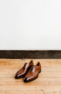 Leather shoes on wooden floor