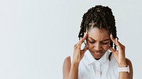 Stressed woman touching his head