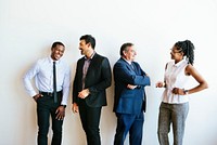 Diverse business people talking during break time