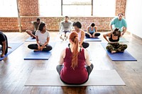 Diverse people in a yoga class