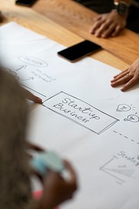 Startup business team members brainstorming
