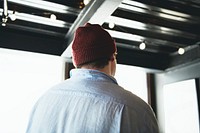 Man in a red beanie
