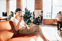 Business woman having a coffee in the cafe