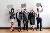 Business people with blank speech bubbles