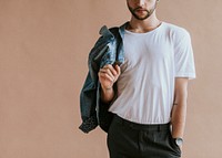 Bearded man in a white tee