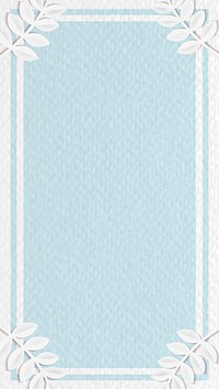 White frame on blue botanical patterned  mobile phone wallpaper vector