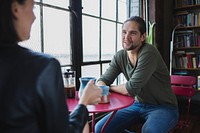 Man and woman on a coffee date 