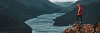 Drone shot of Raven Crag and Thirlmere reservoir at the Lake District in England