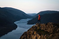 Drone shot of Raven Crag and Thirlmere reservoir at the Lake District in England