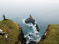 Drone shot of Talisker Bay on the Isle of Skye in Scotland