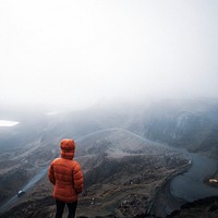 Woman at Quiraing on the Isle of Skye in Scotland