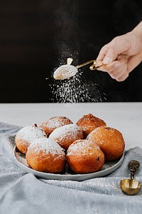 Homemade traditional Spanish bu&ntilde;uelo, fried dough balls